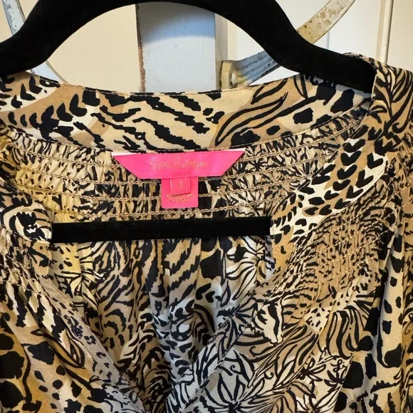 Lilly Pulitzer Black and Tan Patterned Blouse - Picture 3 of 3
